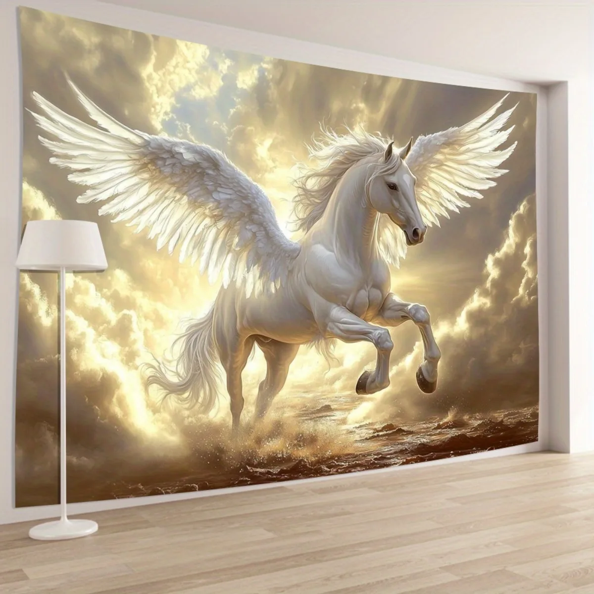 Large Fantasy Unicorn Pegasus Tapestry Wall Hanging Art Decor Mythical Winged Horse Majestic Poster for Living Room Bedroom Home