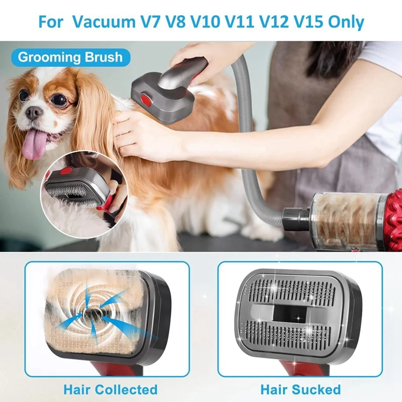 Imagem -02 - Pet Dog Grooming Kit Dyson Vacuum v7 v8 V10 V11 V12 V15dog Deshedding Acessório de Escova