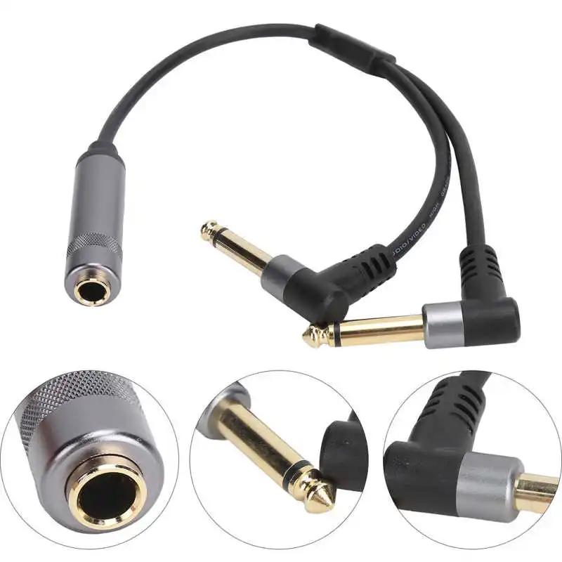 6.35 mm TRS Stereo to Dual 6.35mm TS Mono Y-Splitter Insert Cable 6.5mm Female to Male Audio Breakout Cable for Speaker Mixer