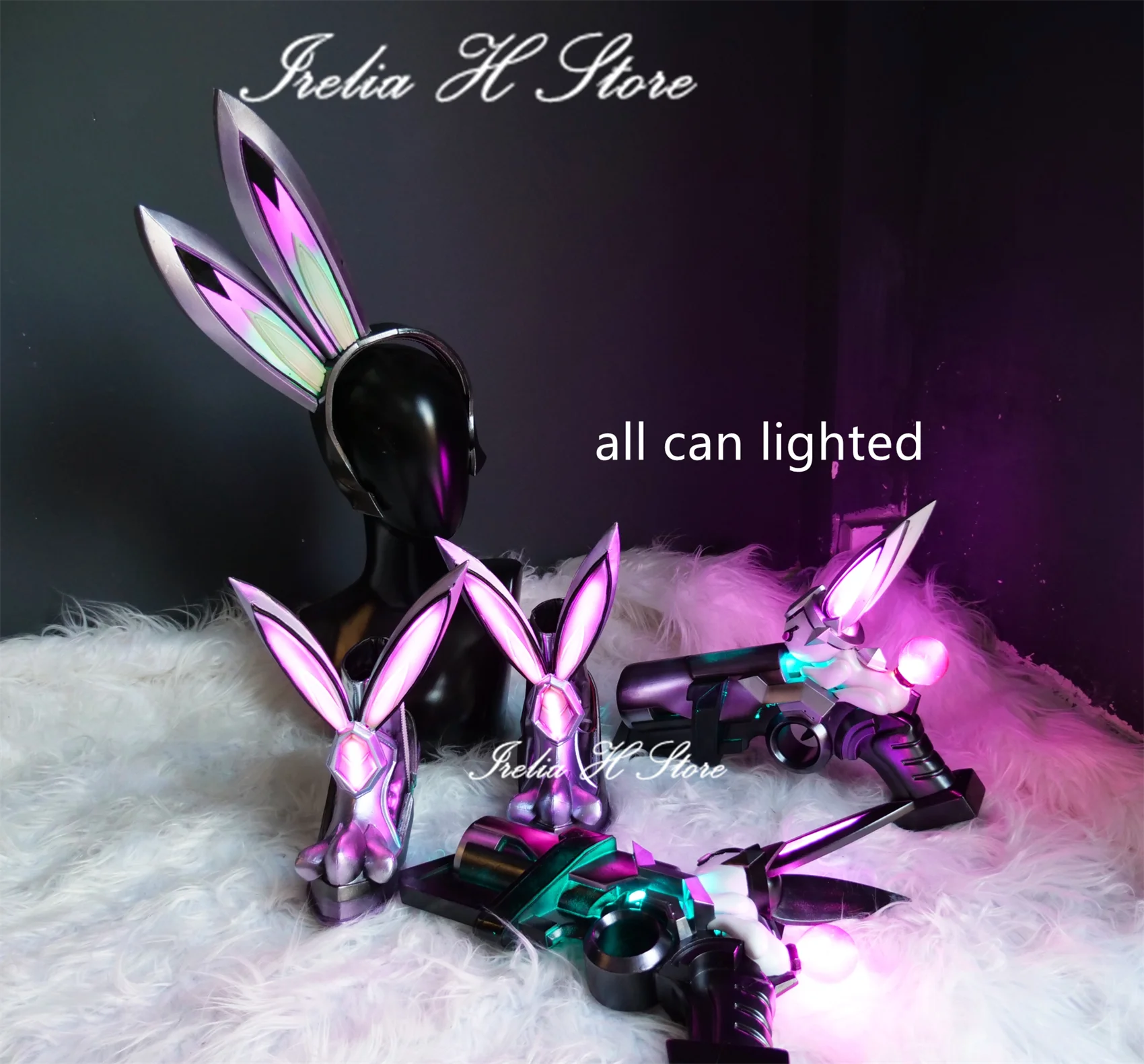 Irelia H Store Custom size LOL Battle Bunny Miss Fortune guns ears shoes can lighted Cosplay props high quality