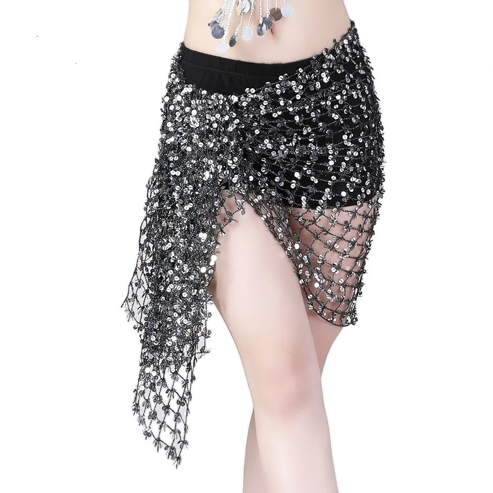 Belly Dance Hip Scarf Sequin Woven Wrap Skirt Chain Belt Rave Oriental Dancer Performance Costume Accessory Carnival Indian ATS