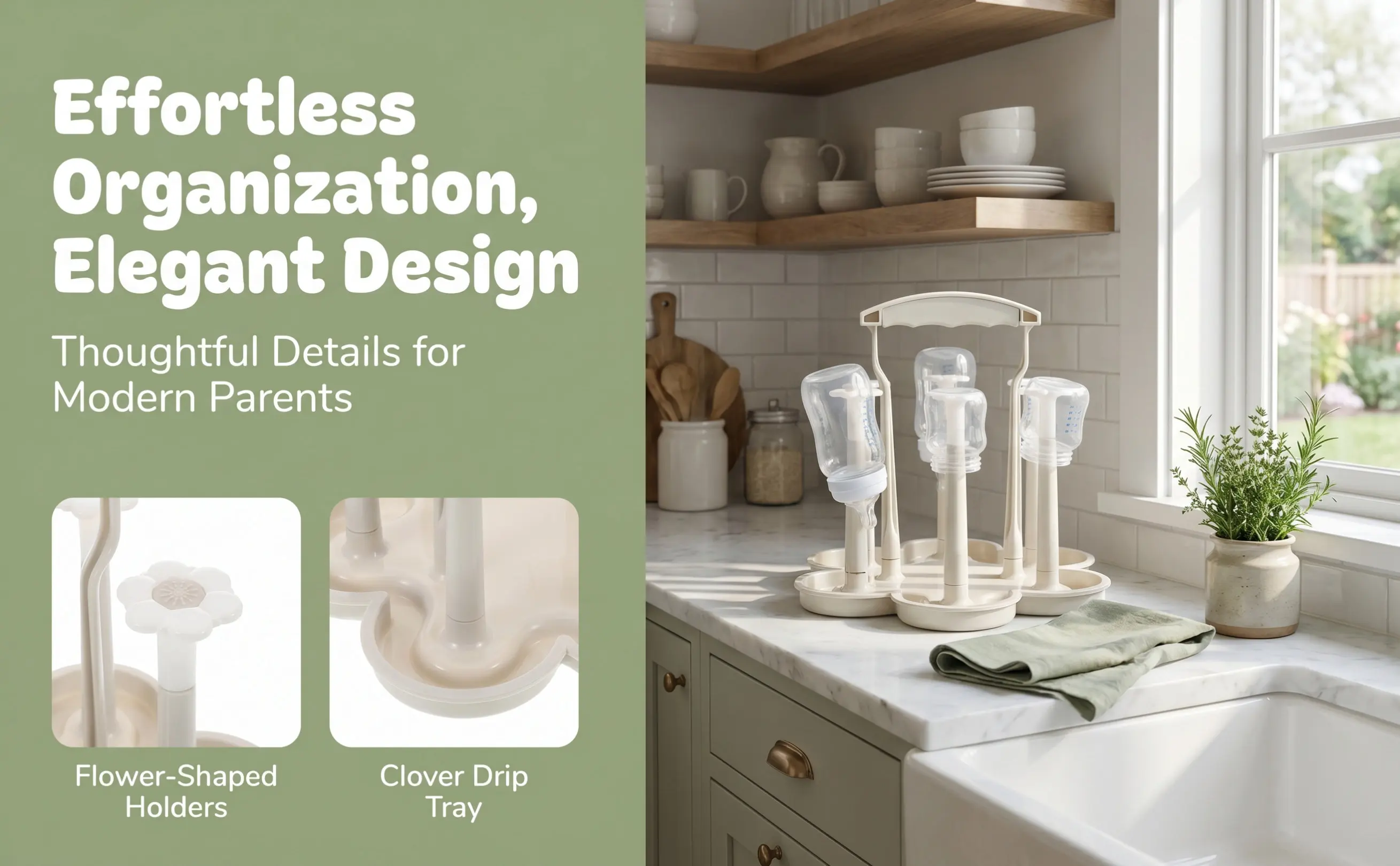 Baby Bottle Drying Rack Holder Space Saving for Countertop Multifunctional Cup and Bottle Draining Rack Mug Racks for Counter