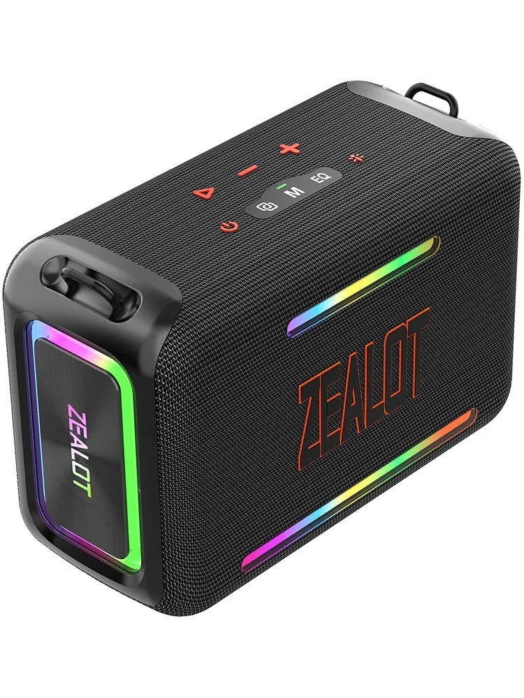 Zealot_S95 Tragbarer Bluetooth-Lautsprecher Wasserdicht 120W Hochleistungs-RGB-Farblicht Kabelloser Subwoofer 360° Stereo Surround TWS