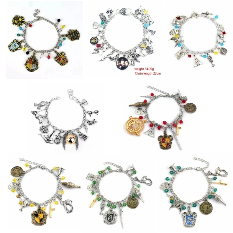 Гарри Поттер Хогвартс Школа Волшебная Шляпа Quidditch Игрушки Фигурки Сова Очки Метла Браслеты Золотой Снитч Комбинированный Браслет