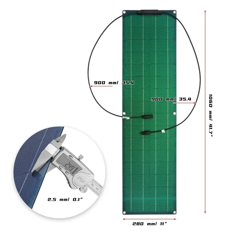 ETFE 100W 50W Solar Panel Kit Flexible Monocrystalline PV Module High Efficiency Charge 18V Battery for Home RV Boat
