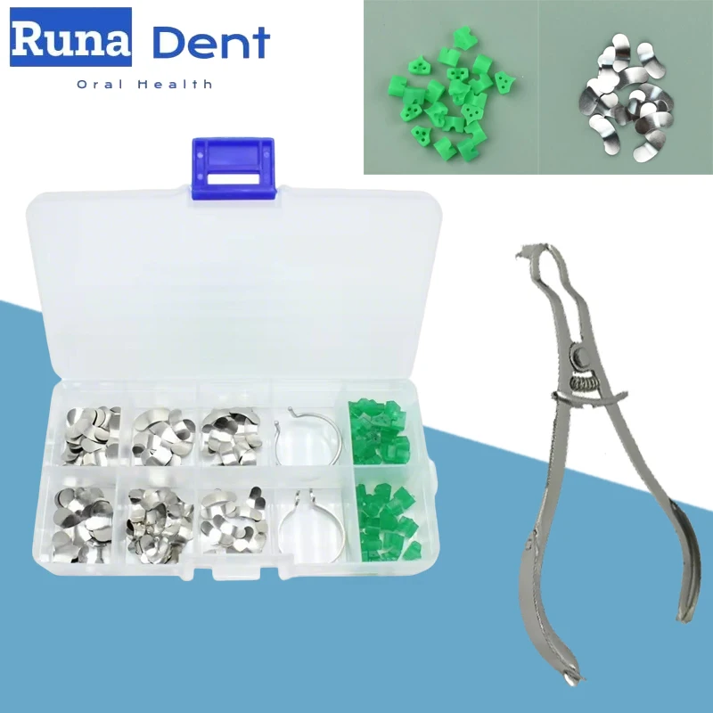 

2pcs Dental Sectional Contoured Matrices Matrix Ring w/ Delta Wedges Kit