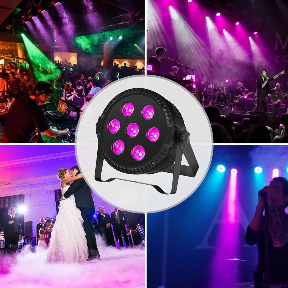 Yiflamefly-LED Par Light com controle remoto, efeito de palco, som Master- Slave, ativo, KTV, bar, 4 em 1, RGBW, 7, DMX512