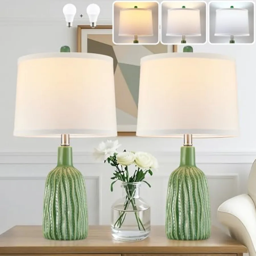 

Ceramic Table Lamp Set of 2 for Nightstand 22.5" Modern Bedside Lamp with 3 Adjustable Color Temperature Bedroom Lamp for Livin