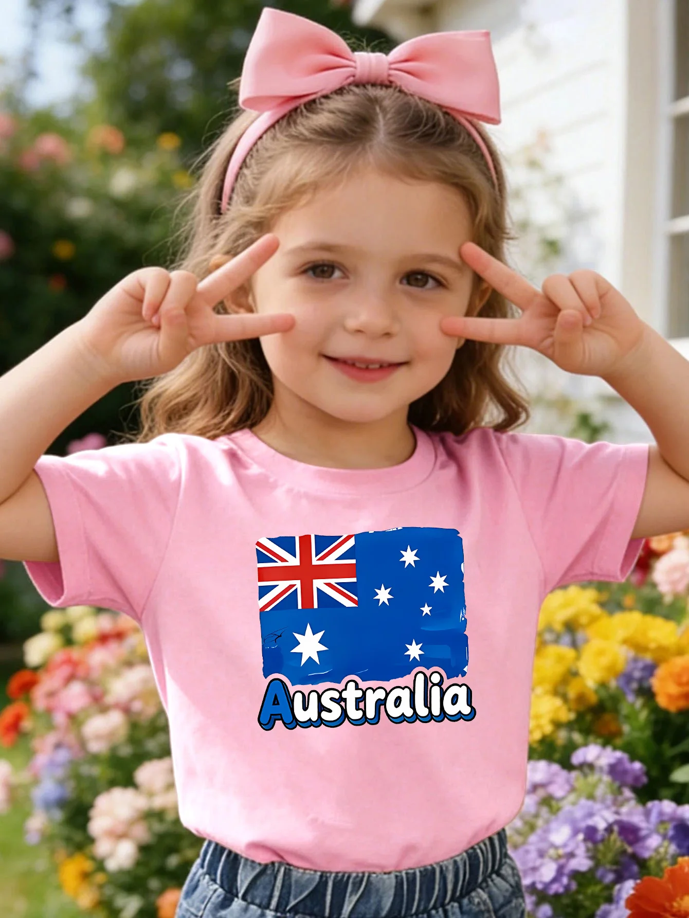 Australian Flag Letter Graphic Print Kids Tee Boys Girls Family Match Cotton Crew Neck Short Sleeve Soft Summer Casual Kid Wear
