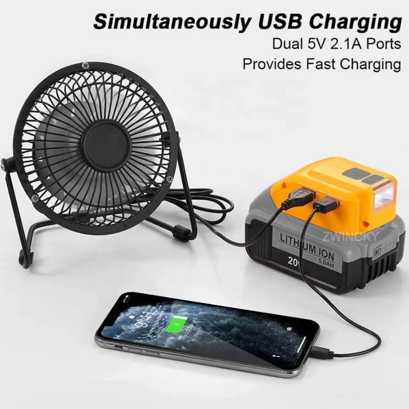 DCB090 Stromquelle Ladegerät Konverter Batterieadapter für Dewal 18V 20V Lithium-Akku mit USB Typ C DC 12V LED Arbeitsleuchte – Detail 7