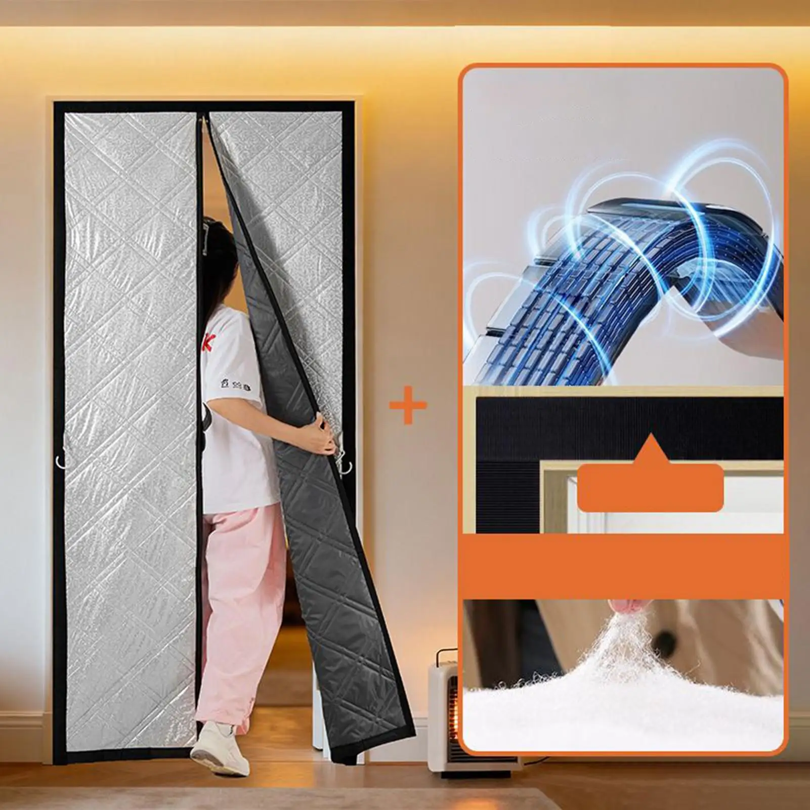 Winter Magnet cotton Door Curtain Thickened Household Insulation Windproof Partition Cold Proof Self-priming Door Curtain