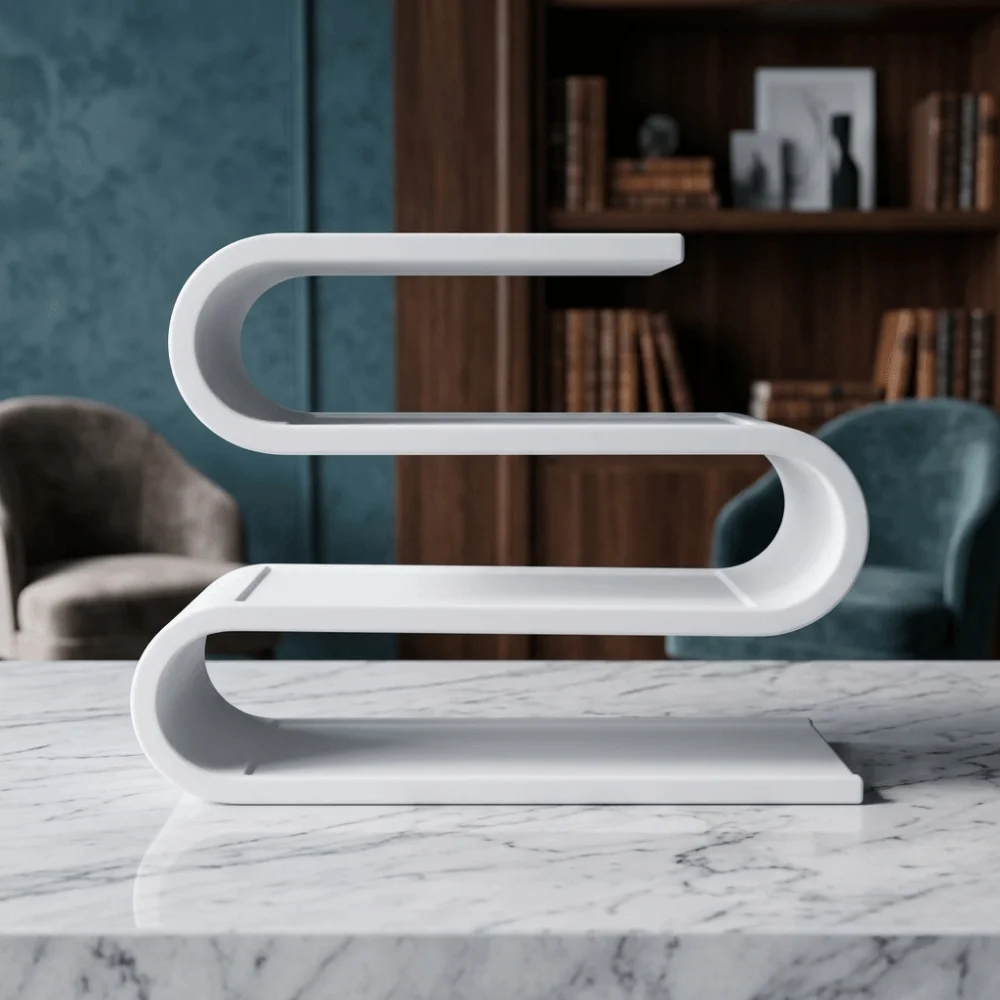 Modern 3D Printed Remote Control Holder Multi-slot Curved Design Utility Rack Sleek Multi-layer Desk Organizer Bedroom