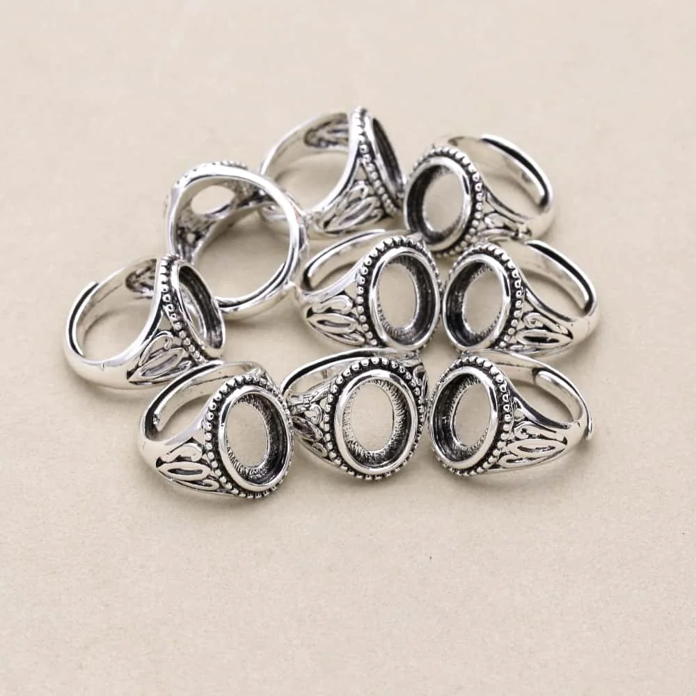 Embryos et accessoires pour la fabrication de bijoux, 1 pièce, paramètres de bague Vintage 10x14mm