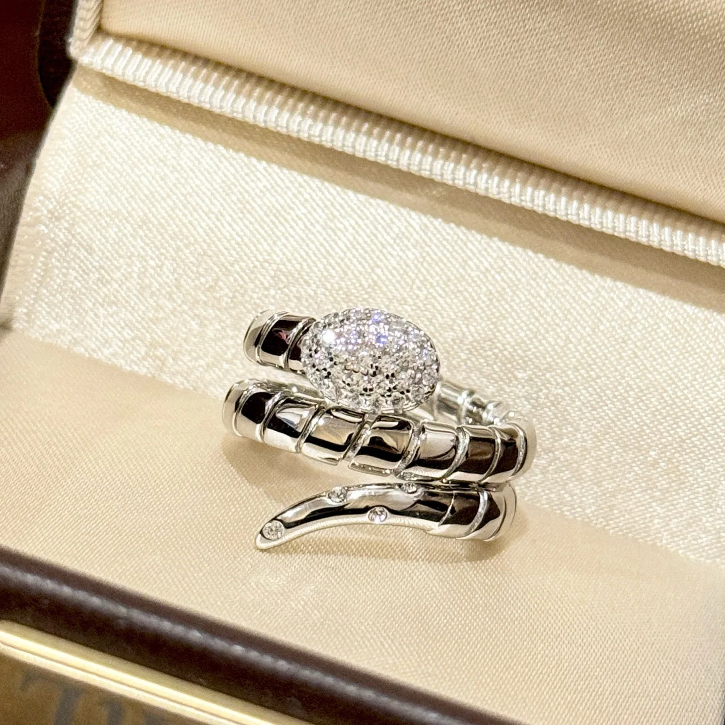

100% 925 Sterling Silver Pave CZ Zirconia Multiple Wraps Snake Rings For Women Fashion Jewelry