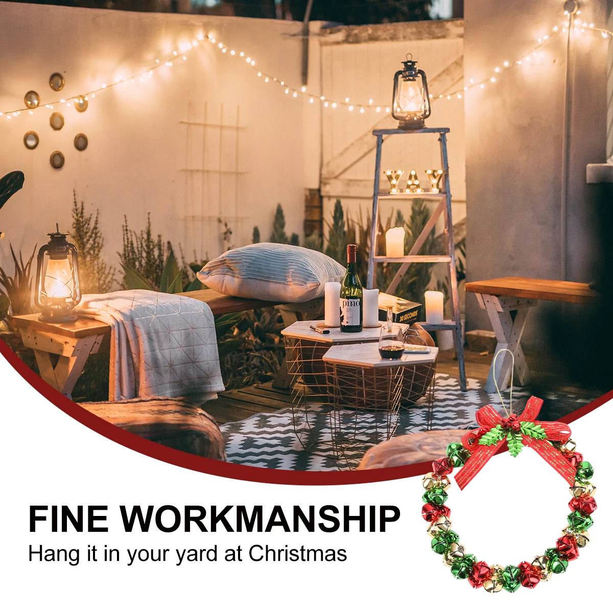 

Decorations nament Iron Bells Xmas Tree Wall Office Festive Home Holiday Season Bell Wreath Hanging Christmas Wall Hanging