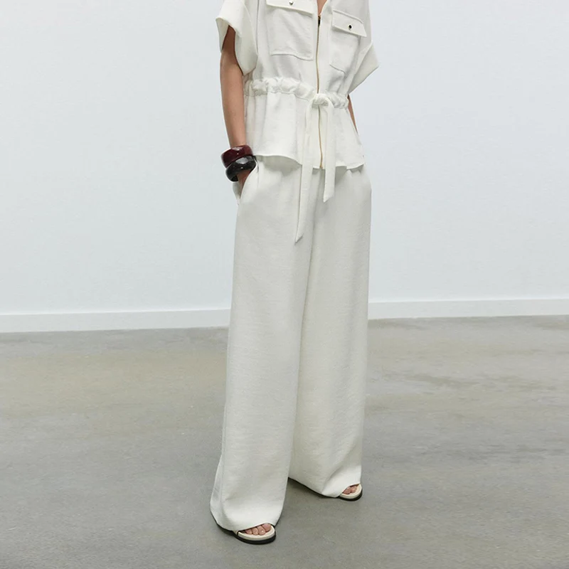 

Весна 2025 г., женский модный плиссированный комплект из полиэфирного волокна с высокой талией и воротником из полиэфирного волокна, брендовый ансамбль Z, работает orm