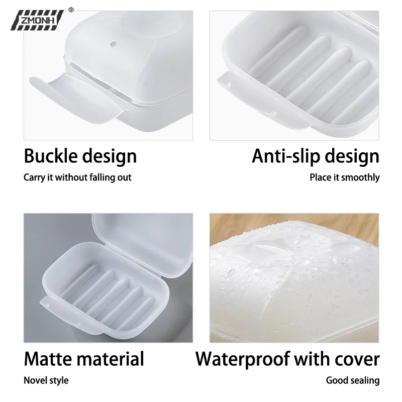 

[H]Portable Soap Rack For Travel And Business Trips Sealed Waterproof Soap Box Transparent Plastic Soap Storage Box With Lid