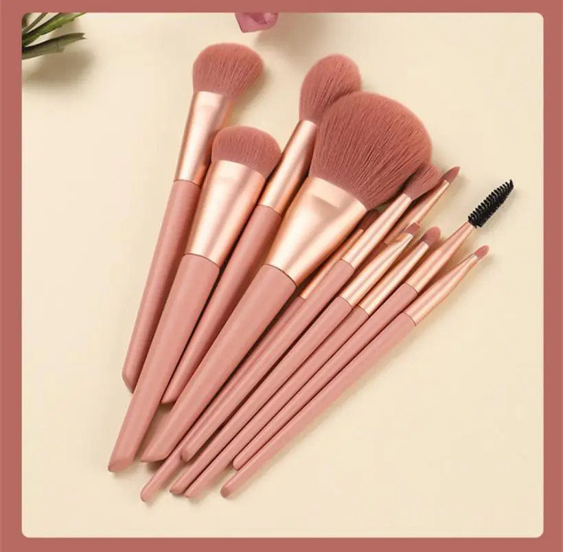 

Pink Makeup Brushes Set Free Private Label Powder Foundation Blush Eyeshadow Make Up Brush Vegan Beauty Tool Wholesale 10sets