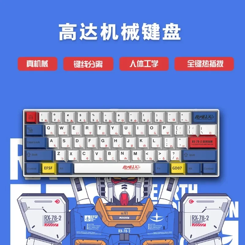 Cartoon Anime EVANGELION Ayanami Rei Gundam Mini Portable Mechanical Keyboard Gaming Esports Hot Plug PBT Thermal Sublimation