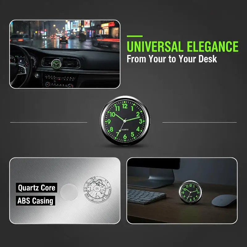 1 Set Luminous Handlebar Mounted Quartz Clock 22-25mm Compatible with Motorcycle Bicycle for Outdoor Rides