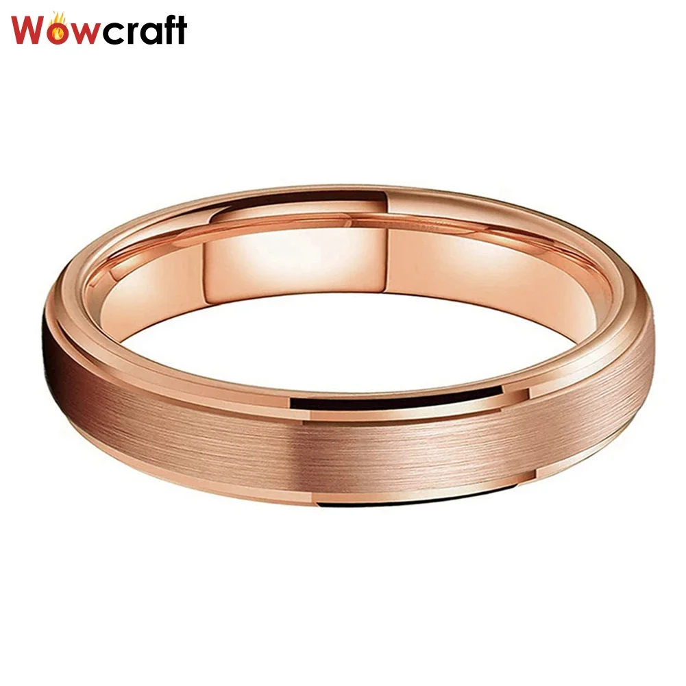 Wedding Jewelry Ring Tungsten Carbide Engagement Band Brushed Finish Beveled Edges Comfort Fit