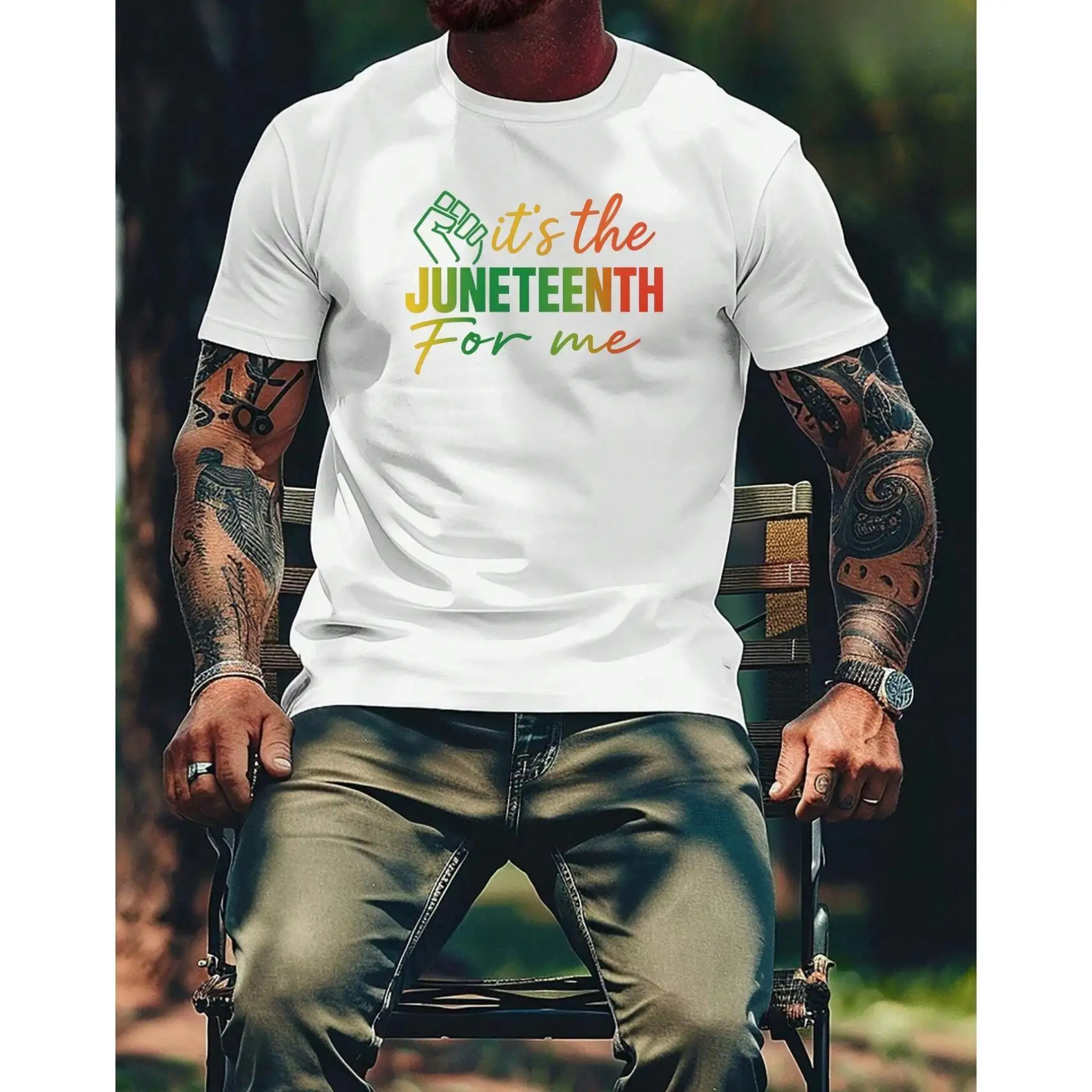 

Men'S Juneteenth Graphic T-Shirt - "It'S the Juneteenth for Me" Design, Casual Short Sleeve Crew Neck, Comfortable Fabric
