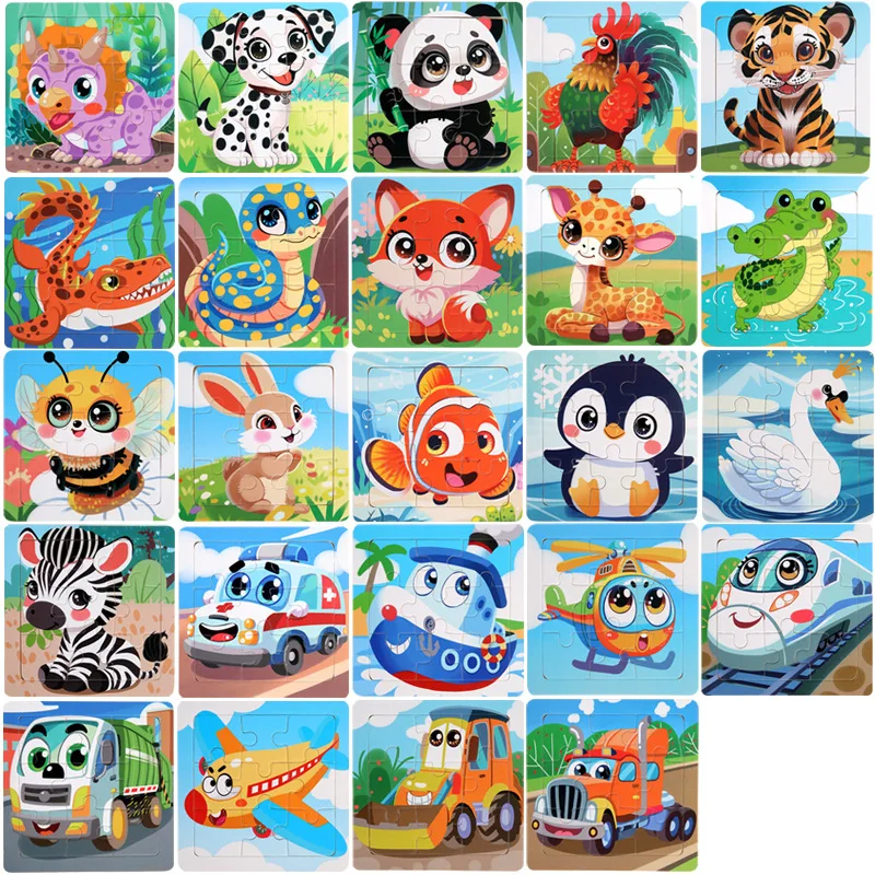 Jigsaw Puzzles For Kids Ages 2 3 4 5 Toddler Cartoon Wooden Puzzle Preschool Educational Toys Set Animals Puzzle For Boys Girls