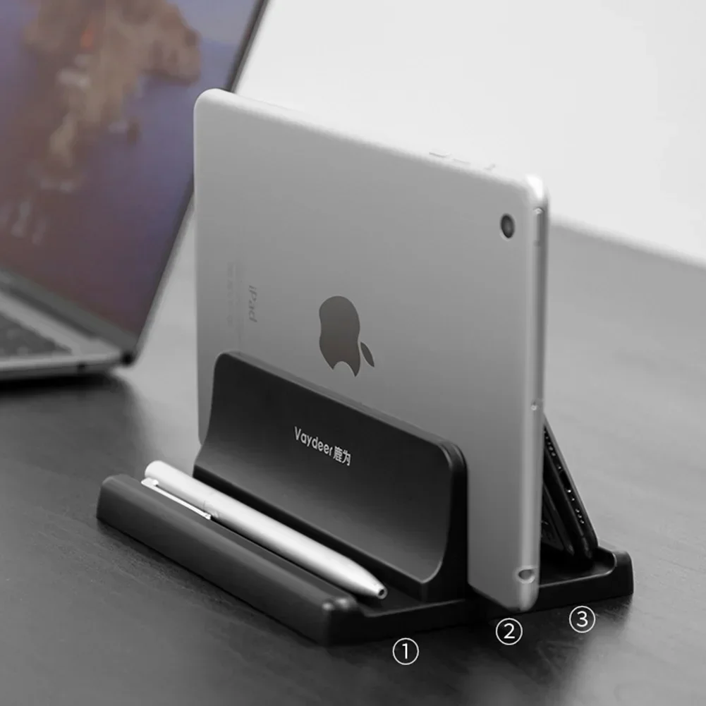 3 In 1 Vertical Laptop Stand Holder 1/2/3 Slots Adjustable Desktop Notebook Dock Space-Saving Computer Stand Desk Accessories