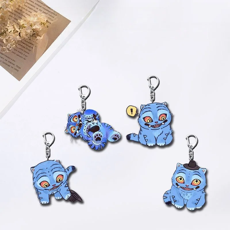 

Popular Cartoon Acrylic Keychain Keyring Monster Tiger Anime Cute Blue Monster Keychain Bag Pendent Accessories Fans Gifts