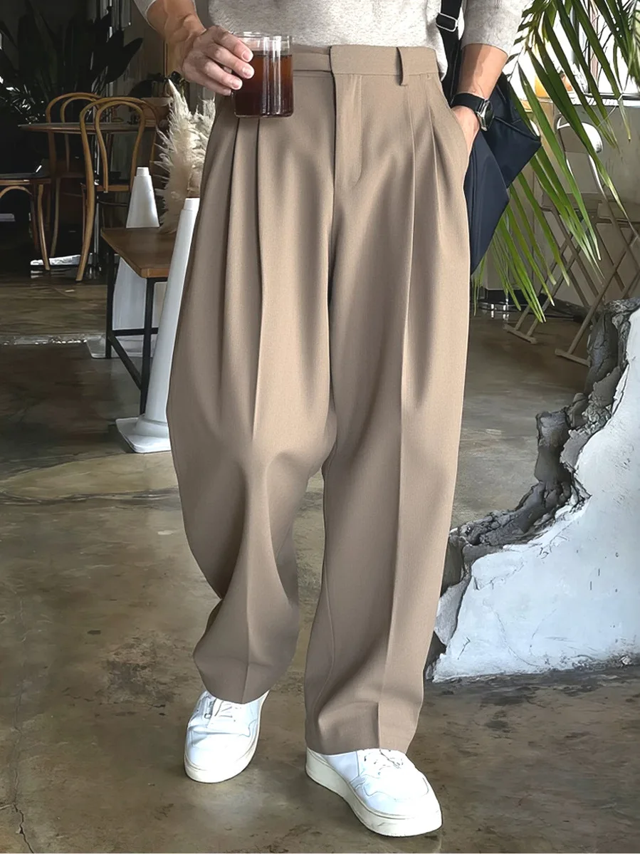 

Trousers Men's Loose Straight Trousers Casual Suits Pants Trousers for Men Brown Pants Men Clothing Pantalon Homme