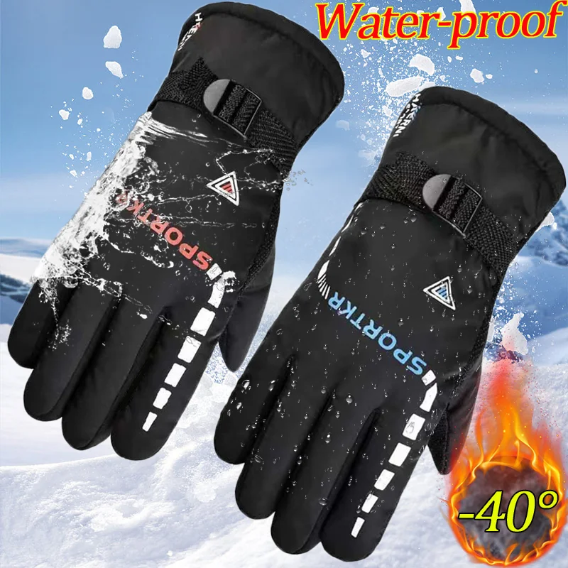 

New Fashion Winter Warm Thermal Gloves Waterproof Anti-slip Thick Fleece Lined Sports Glove for Men Women Skiing Cycling Camping