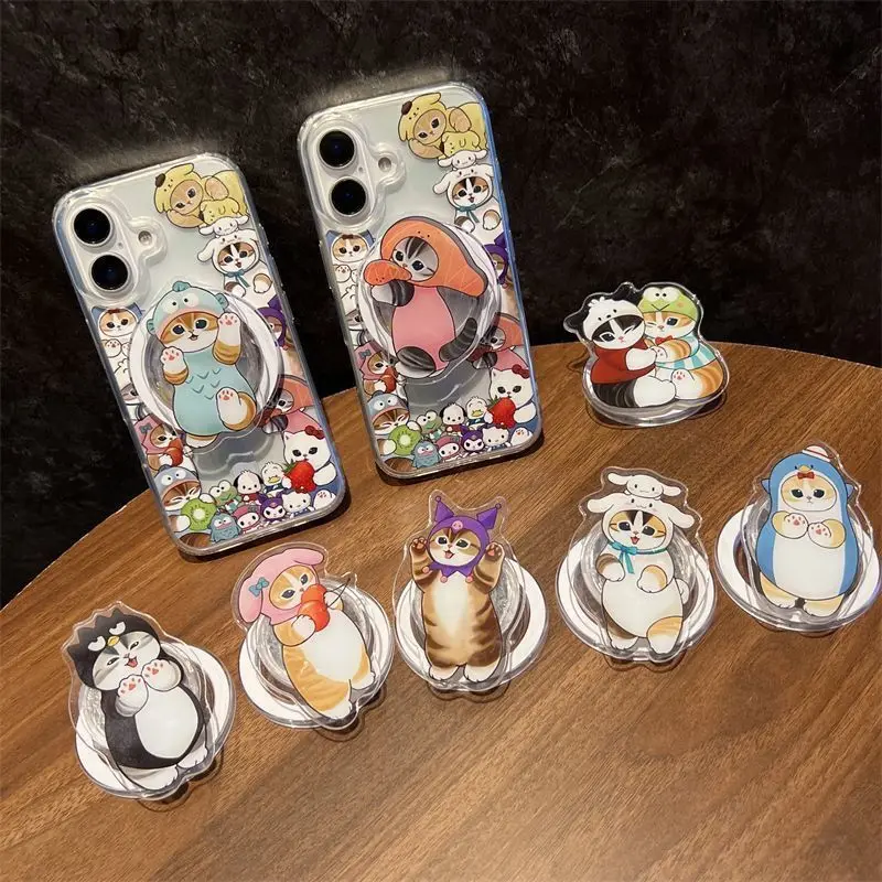 Korean Cute 3D Cartoon San Rio Lazy Bracket for Magsafe PopSockets Magnetic Grip Iphone 16 Griptok Grip Tok Stand Bracket Suppor