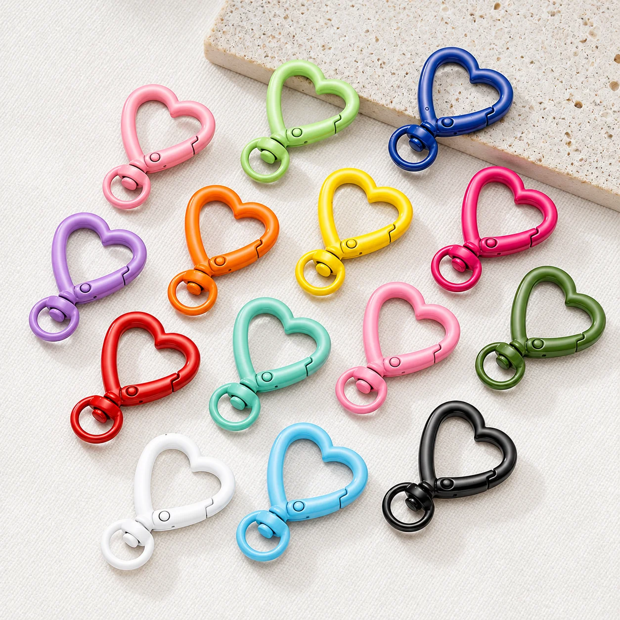 5Pcs Heart Shape Rotation Alloy Lobster Spring Clasps Openable Key Ring Hook Carabiner Connector Buckles DIY Jewelry Accessories