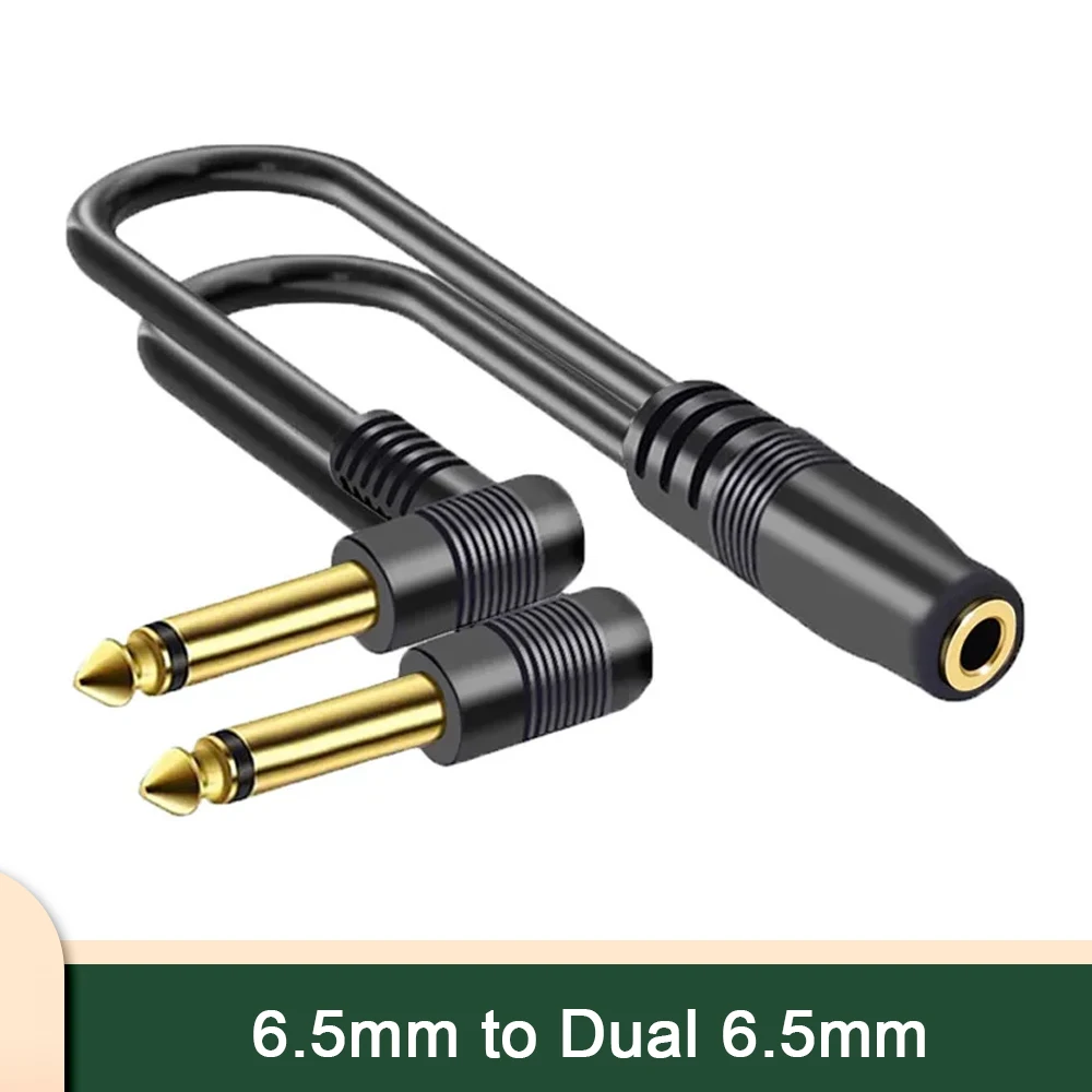 3.5 มม.ถึง 6.5 มม.ชายอะแดปเตอร์ข้อศอกขนาดใหญ่ 6.35 มม.2 เสาซ้ายและขวาช่องเสียงสายเชื่อมต่อสําหรับลําโพง A