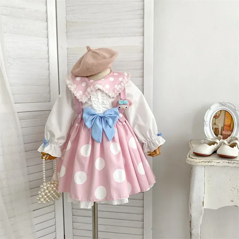 

Sanrios Kuromi Cinnamoroll Autumn and Winter Dopamine Childlike Fun Cute Doll Neck Dress Girls' Temperament Fluffy Skirt