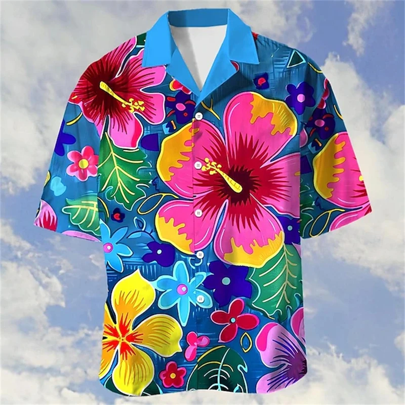 New Men's Floral Hawaiian Summer Casual Shirts Fashion 3d Print Cozy Short Sleeve Beach Oversized Lapel Sale Imported China