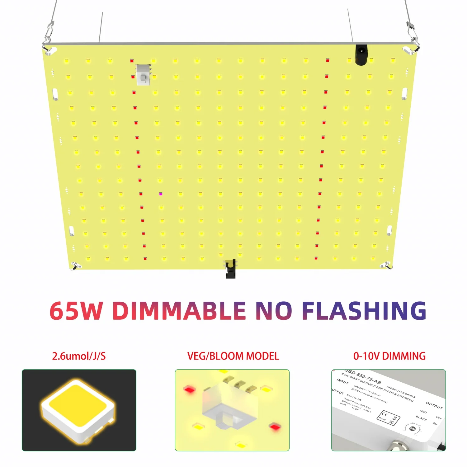 led grow light full spectrum 85W 65W Dimmable WITH red light on/off switch dropshipping