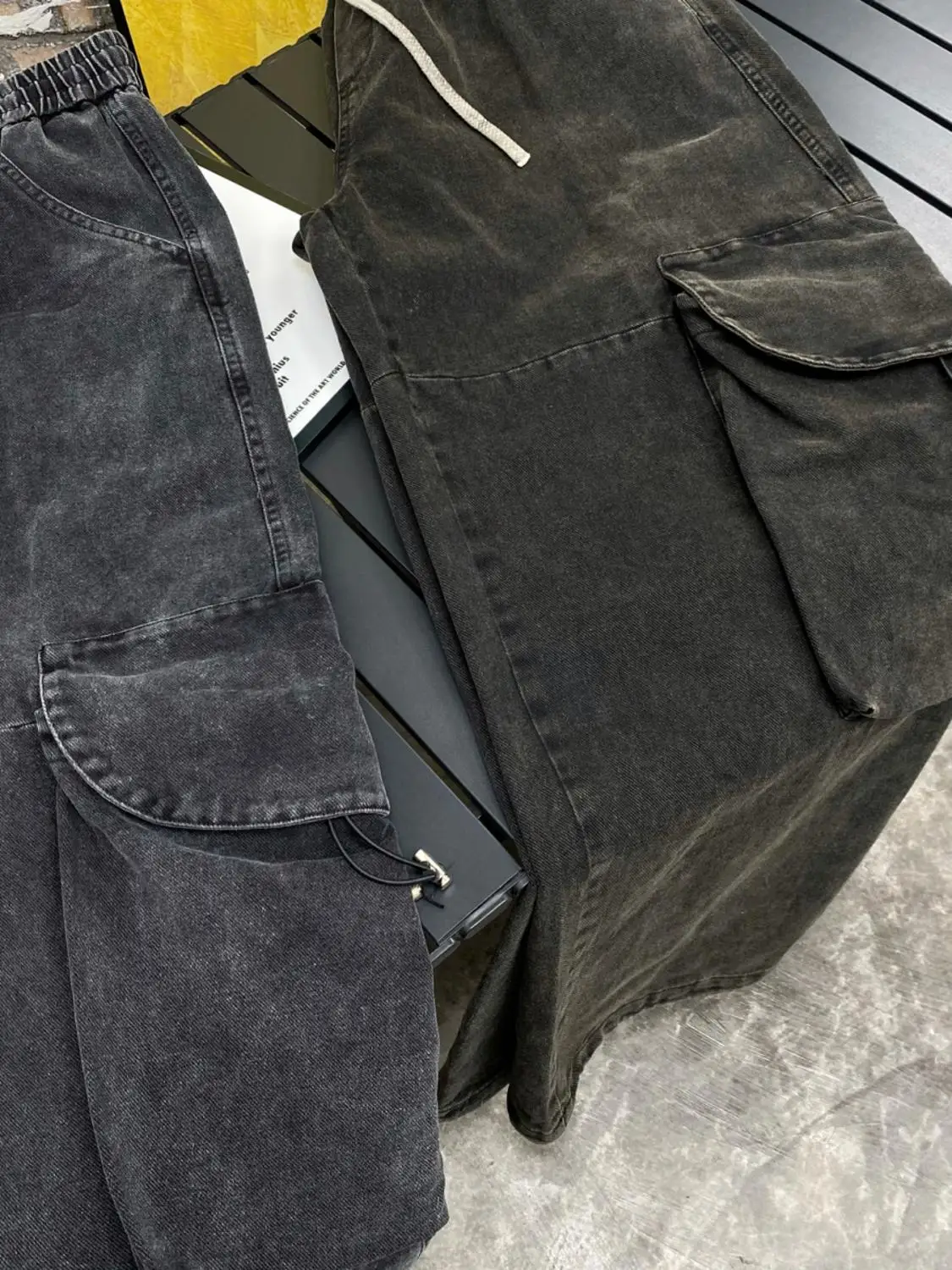 

Spring Autumn Heavyweight Waed American Retro Loose Straight Leg Workwear Pants Men Large ket Wide Leg Casual Pants