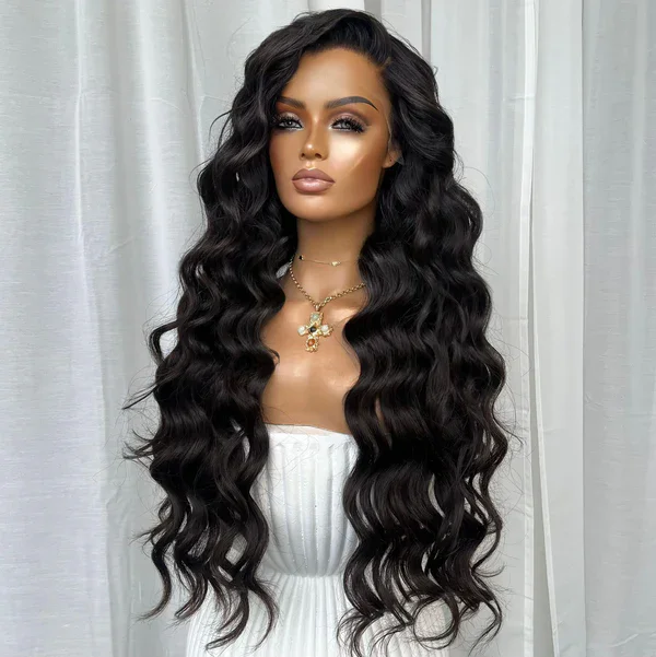 Side Part Loose Deep Wave Glueless Lace Front Synthetic Hair Wigs for Black Women Long Last Daily Use Long 26Inch Synthetic Wigs