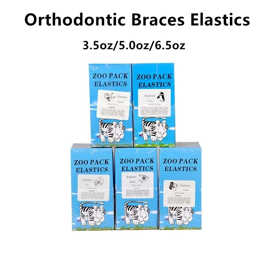 Dentals Braces Rubber Bands Orthodontic Elastics 3.5/5 0/6.5 Oz Latex Force Zoo Pack Durable & Comfortable 50 Bags/Box
