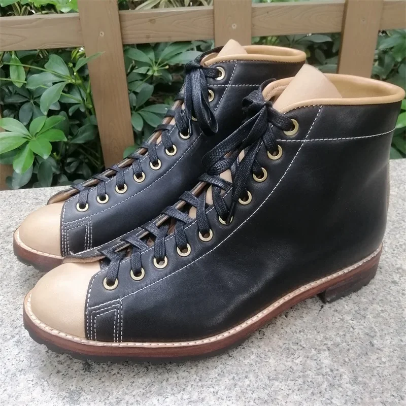 Stitching Goodyear-Welded Chelsea  Men's Boots High Quality Cowhide Mens Handmade Vintage Boots