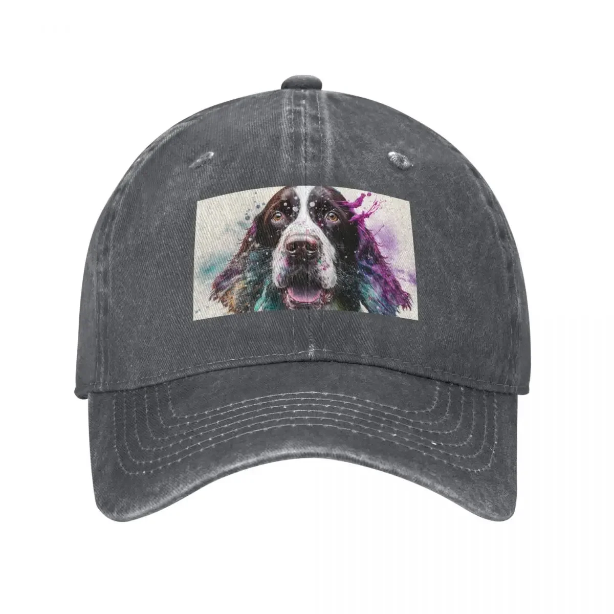 English Springer Spaniel Dog Synesthetic Splash Painting Artwork Baseball Cap Hat Baseball Cap Luxury Brand Women Hats Men's