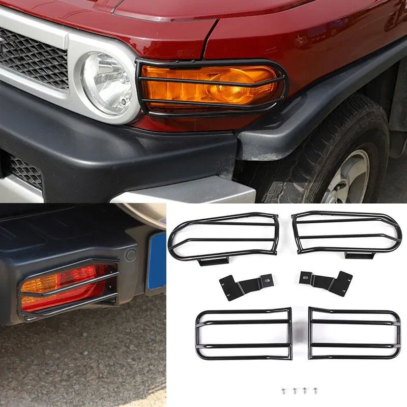 

For Toyota FJ Cruiser 2007-2021 Carbon Steel Black Car Front Rear Light Lamp Cover Trim Car Accessories