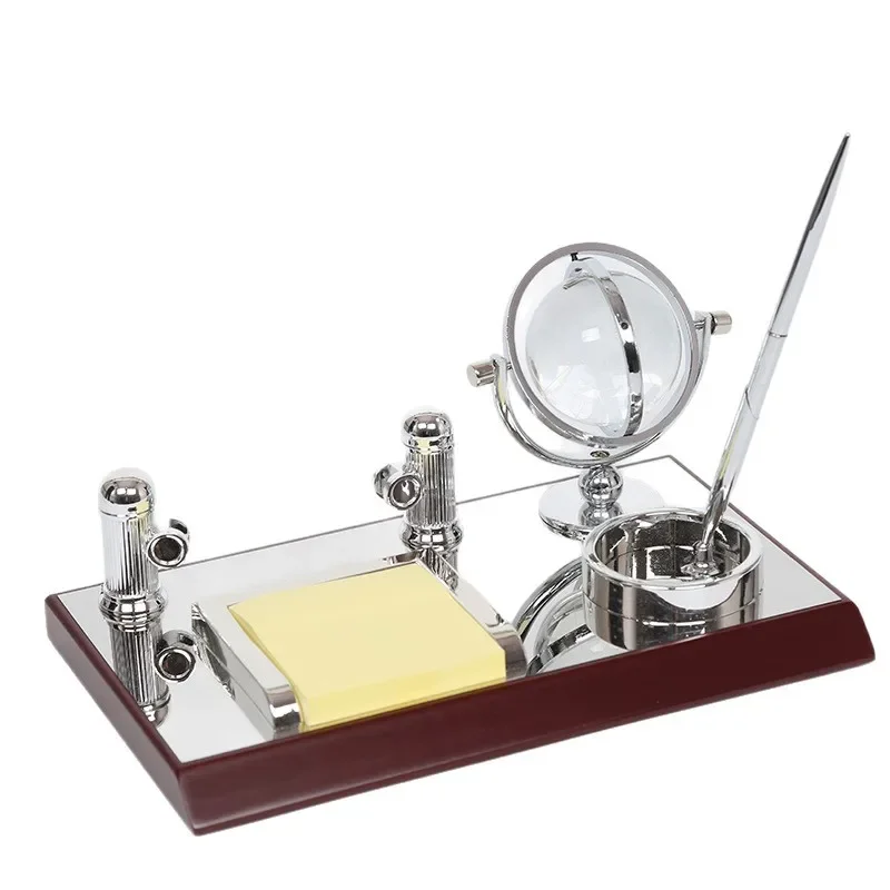 Office boss desktop, countertop, desk mirror, practical desk with crystal ball sticky note paper