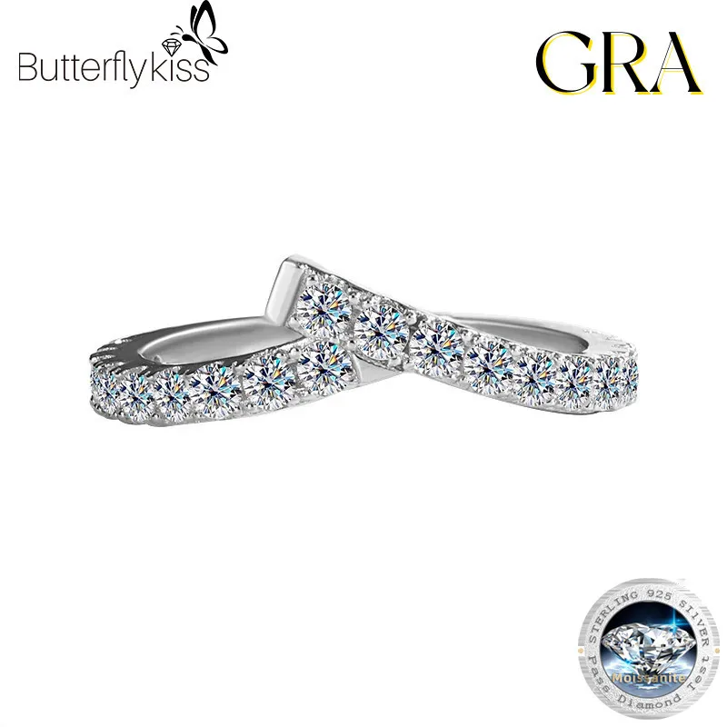 

Обручальное кольцо Butterflykiss из 100% стерлингового серебра 925 пробы D цвета с муассанитом, женские свадебные ювелирные изделия, высококачественный подарок на день рождения