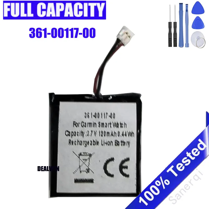 361-00117-00 Battery 120mAh For Garmin Approach S10 S20 X40 Sport Watch Batterie Accumulator + Tools