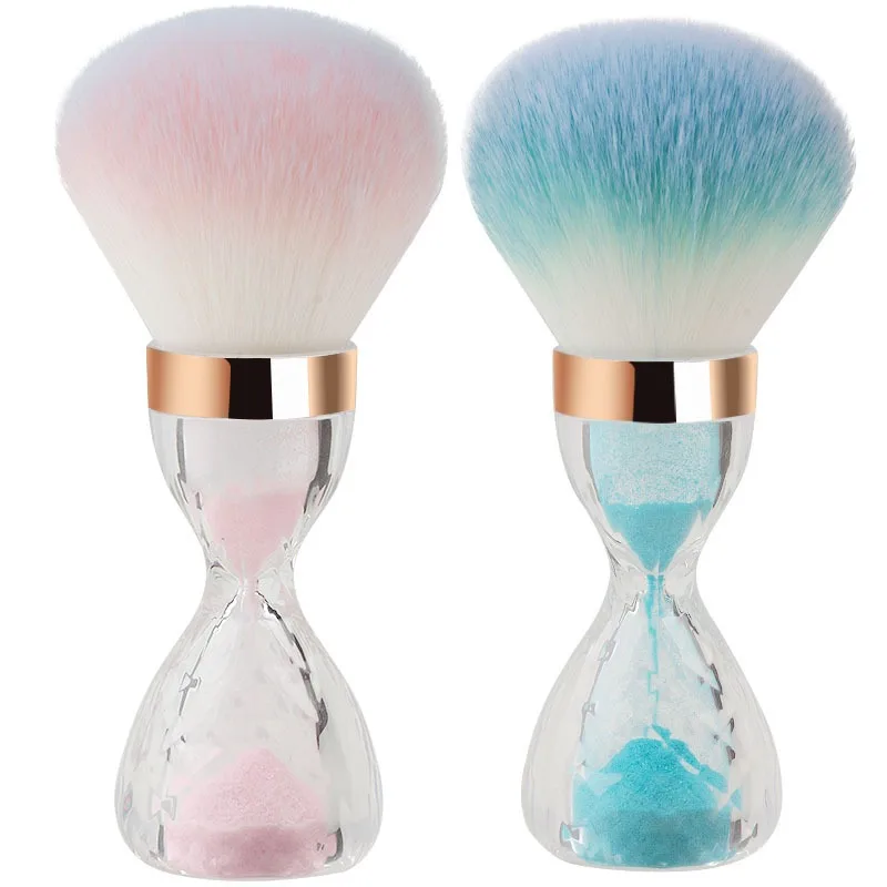 

1pc Leakage Nail Powder Brush Small Waist Loose Powder Brush, Powder Blusher Brush Makeup Brush (Blue and Pink)