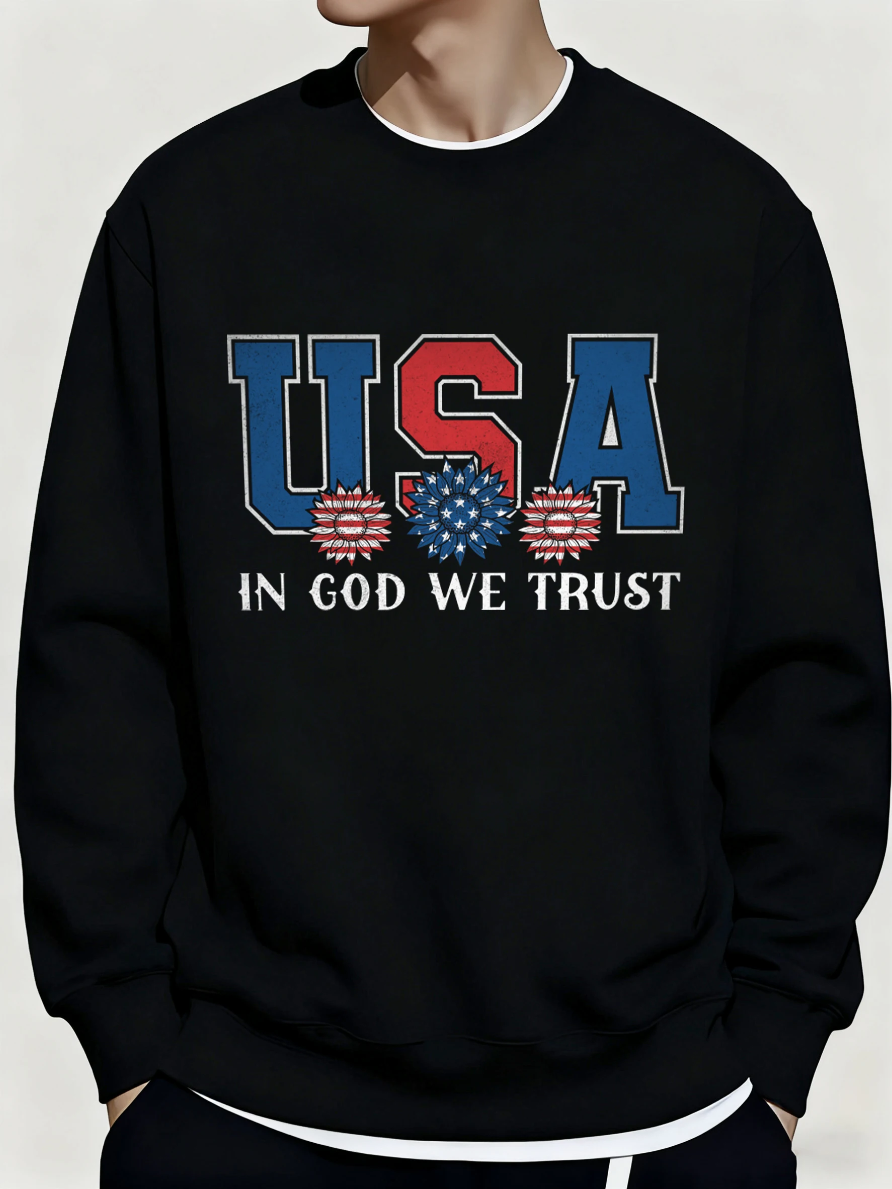 USA In God Westrust Prints Street Winter Herren-Trainingsanzug Joggen Herbst-Sweatshirts Lässige Fleece-bequeme Pullover Basics Hoody