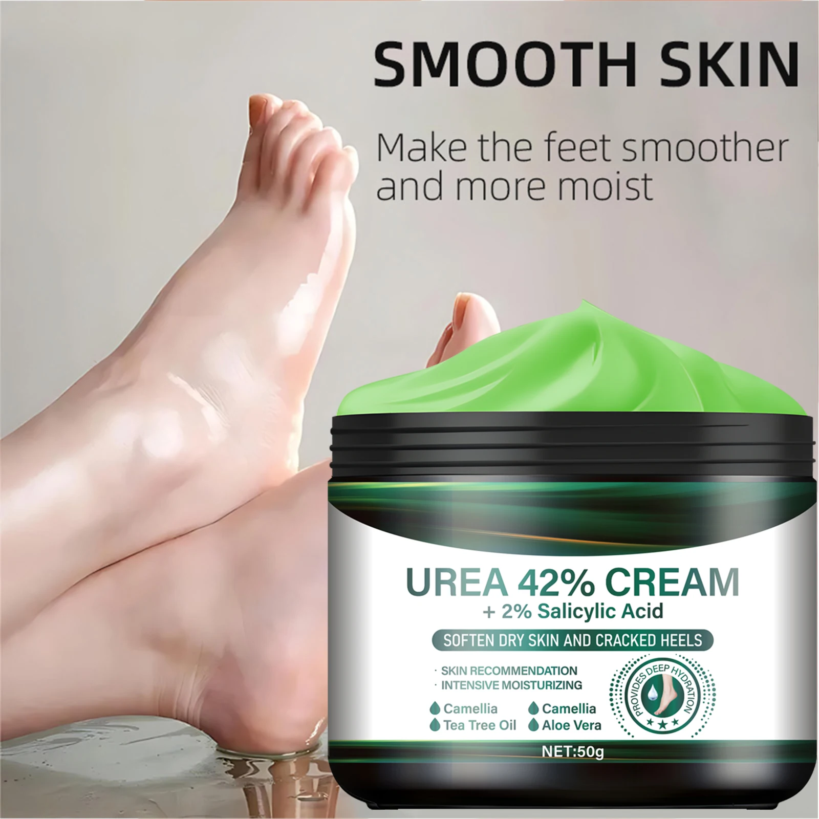 كريم القدمين باليوريا 42% وحمض الساليسيليك - إصلاح intensive للكعوب المتشققة، زيت شجرة الشاي والصبار، علاج شتوي #2