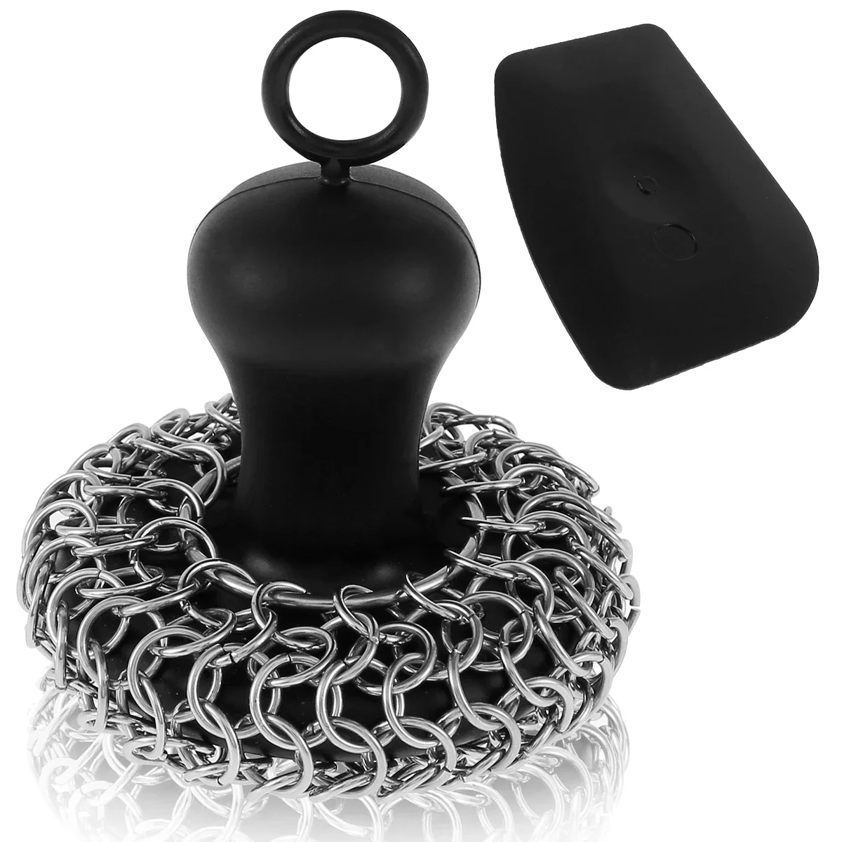 New Cast Iron Scrubber Food Grade Stainless Steel Chainmail Scrubber with Heat Resistant Pan Scraper Anti-Rust Cast Iron